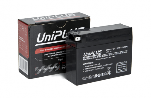 UniPLUS AGM LT4B-5 (2.3 А/ч, 30А) Обратная (R+), Тонкие клеммы для Honda Dio / Yamaha Jog