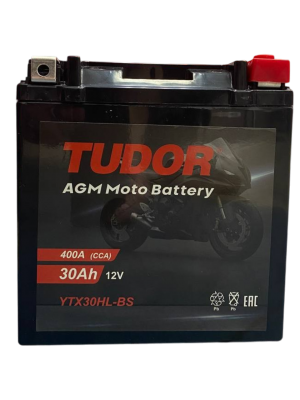 Tudor YTX30HL-BS (30 А/ч, 400А) Обратная (R+), AGM VRLA для Harley-Davidson Touring - фото 1