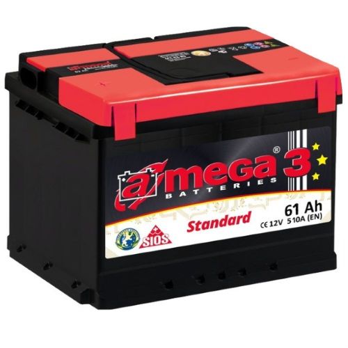 A-mega Standard 6СТ-61 (61 A/h), 510A R+