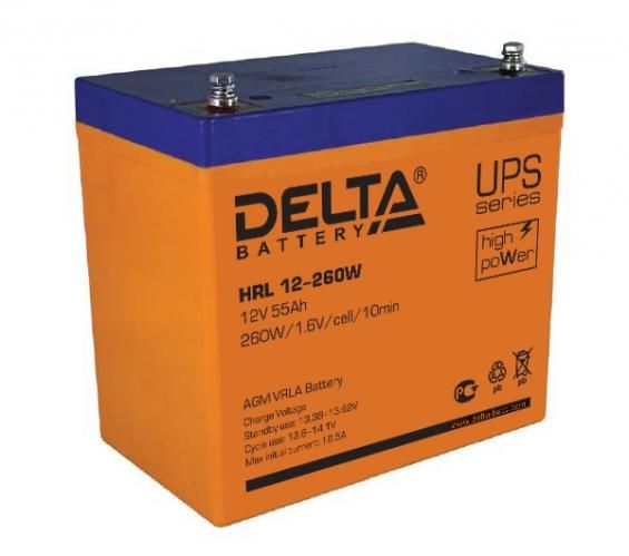 Delta HRL 12-260 W (65 Ач) AGM, Высокомощный ИБП-аккумулятор 260W/эл для APC Smart-UPS и Eaton