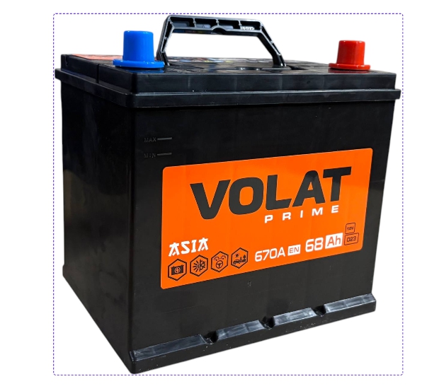 Volat Prime Asia (68 А/ч, 670А) Обратная полярность, корпус D23 (230×175×225 мм) для Mazda CX-5, Toyota RAV4 - фото 2