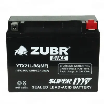 ZUBR YTX21L-BS (21 A/h), 250A R+