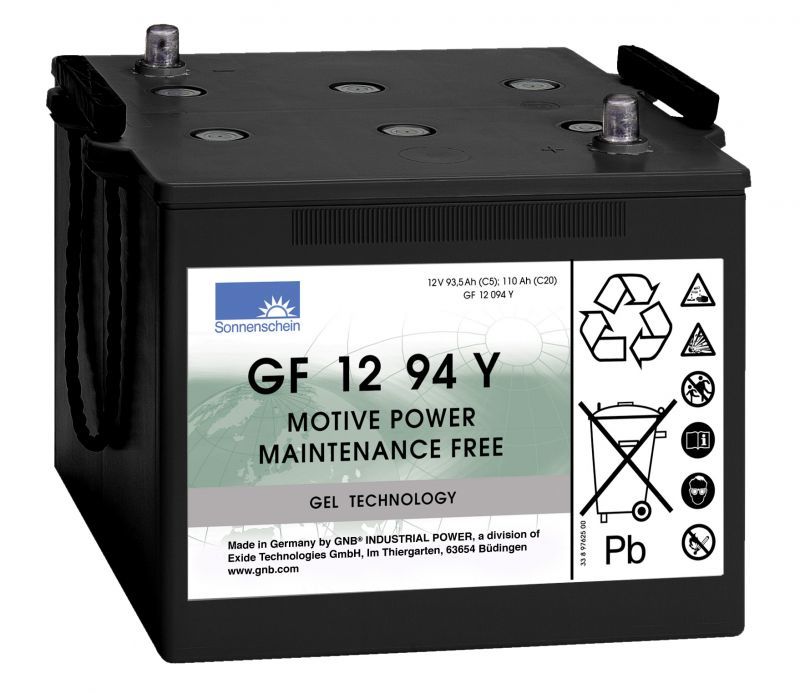 Sonnenschein GF 12 094 Y (110 А/ч C20, 93.5 А/ч C5), 12V, Тяговый GEL VRLA для поломоечных машин и штабелеров