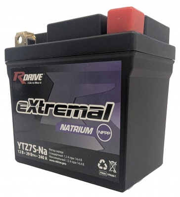 Аккумулятор RDrive Natrium YTZ7S-Na (2,4 A/h), 240A R+