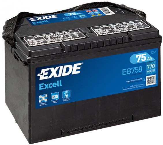 Exide Excell EB758 (75 A/h), 770A L+ USA