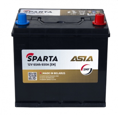 SPARTA Asia (65 А/ч, 650А) Обратная (R+), высокий пусковой ток для Hyundai/Kia