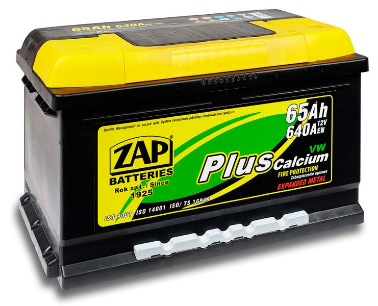 ZAP Plus 65Ah 640A (R+) Низкий корпус 175мм для Ford Focus, Mazda 3