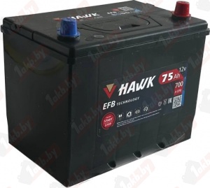 HAWK EFB Asia (75 A/h), 700A R+ с бортом