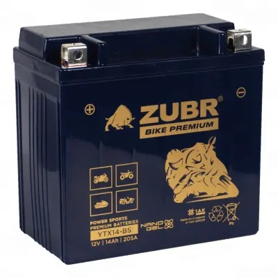 ZUBR BIKE PREMIUM YTX14-BS (14 A/h), 205A L+