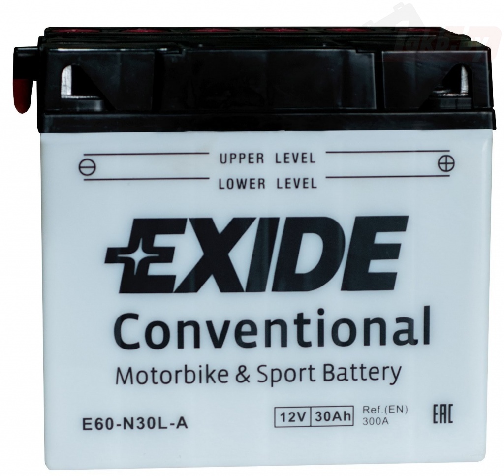Exide E60-N30-A (30 А/ч, 300А) L+, клеммы JIS тонкие, для Hyundai/Kia