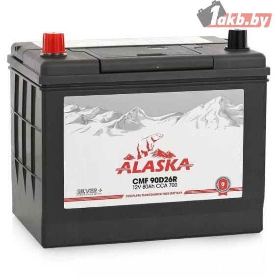 ALASKA CMF 80D26L (80 А/ч, 700А) Прямая полярность, Корейский стандарт JIS D26L для Hyundai Santa Fe и Kia Sorento