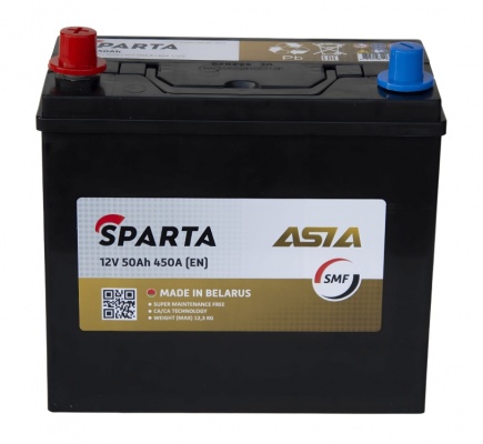 SPARTA Asia (50 А/ч, 450А) L+, 12V Ca/Ca, низкий корпус B24L для Hyundai/Kia