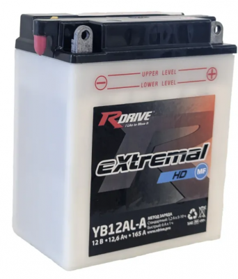 RDrive eXtremal HD YB12AL-A (12 А/ч, 165А) R+, AGM мотоаккумулятор для снегоходов и квадроциклов