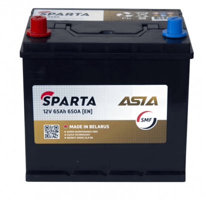 SPARTA Asia (65 А/ч, 650А) L+ Прямая полярность, азиатский корпус JIS D23L для Hyundai/Kia