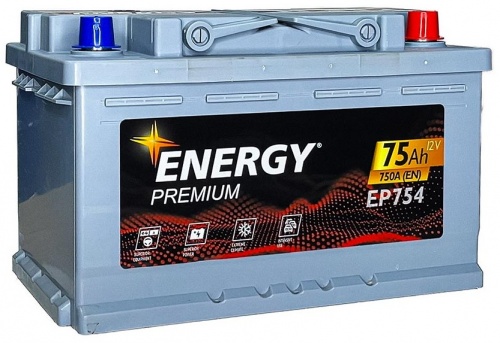 Energy Premium EP754 (75 A/h), 750A R+ низ.