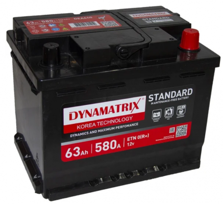 DYNAMATRIX-KOREA STANDARD DEA640 (63 A/h), 580A R+