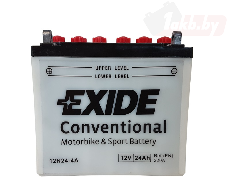 Exide 12N24-4A (24 А/ч, 240А) L+, под болт М5, мотоблок/минитрактор