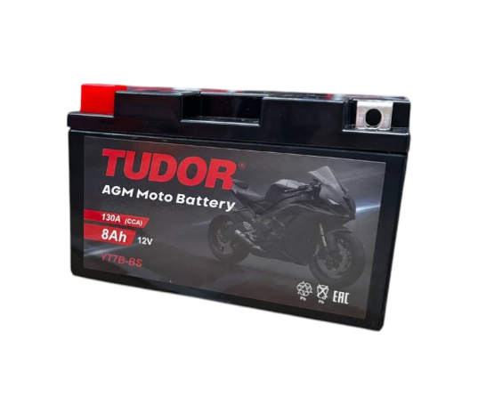 Tudor YT7B-BS (8 А/ч, 130A) L+, AGM Dry с электролитом, Yamaha TMAX 500 / Honda CB600F Hornet - фото 2