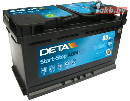 Deta Start-Stop AGM DK800 (80 A/h), 800A R+