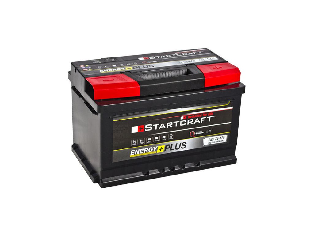 Startcraft Energy Plus (74 А/ч, 680А) Обратная полярность, Низкий корпус 175мм для Mazda CX-5, Toyota Camry