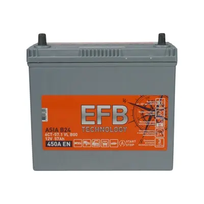 TUBOR ASIA EFB (57 A/h), 450A L+ т. кл.