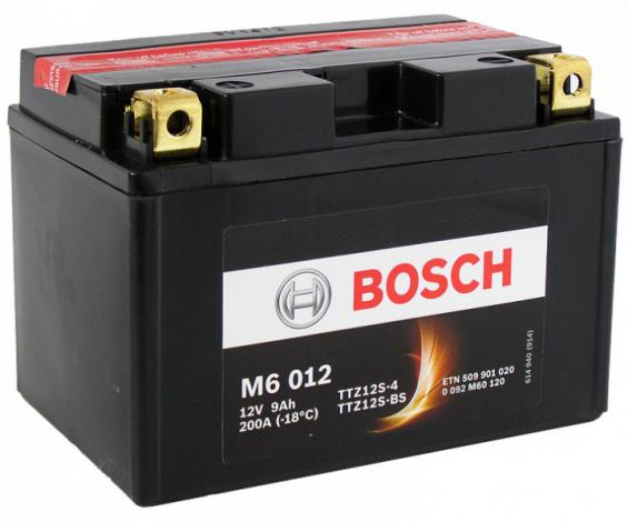 Bosch M6 YTZ12S (11 А/ч, 210А) Прямая (L+), AGM VRLA для Honda CBR600RR / Yamaha YZF-R6