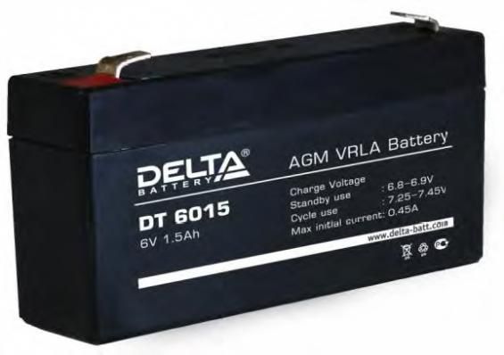 Аккумулятор Delta DT 6015 (1.5 А/ч) AGM, клеммы F1, для ИБП и ОПС