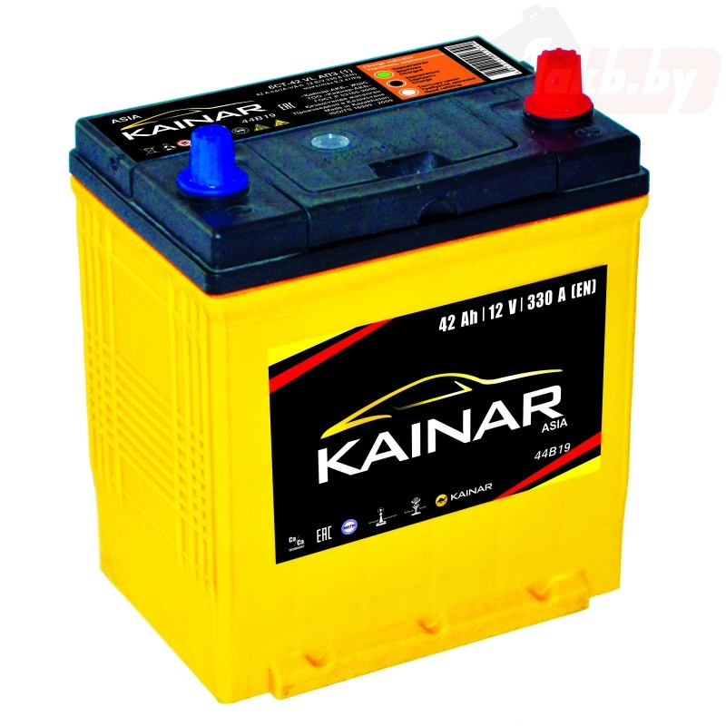 Kainar Asia 42Ah (350A EN) R+ тонкие клеммы, компактный аккумулятор для Honda Fit / Toyota Vitz