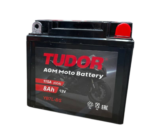 Tudor YB7L-BS (8 А/ч, 130А) Обратная (R+), AGM Maintenance Free для Honda CB/CBR/Yamaha - фото 2