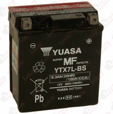 Yuasa YTX7L-BS (6 A/h), 100A R+
