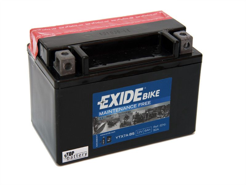 Exide ETX7A-BS (6 А/ч, 120А) L+, AGM сухозаряженный для Aprilia SR50 / Honda CBR600RR