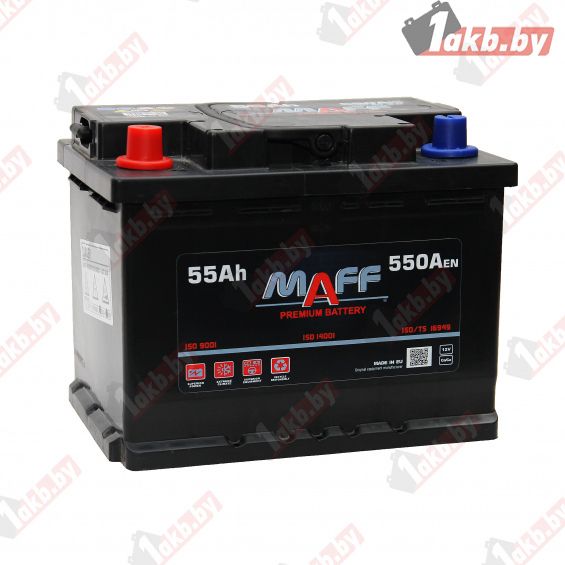 MAFF Premium (55 A/h), 550А R+ кор., низ. - фото 1
