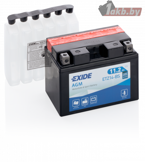 Exide ETZ14-BS (11.2 А/ч, 205А) L+, AGM Factory Activated для BMW K1200/K1300, Honda VFR1200