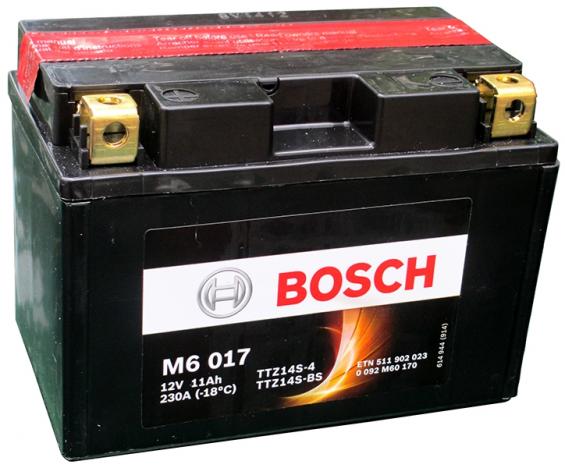 Bosch YTZ14S (11 А/ч, 230А) L+, AGM герметичный мотоаккумулятор для BMW K1200/K1300, Honda VFR1200
