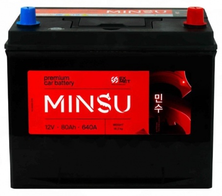 Аккумулятор MINSU EFB Asia (80 А/ч, 750А) Обратная полярность, корпус D26 JIS для Mazda CX-5 и Toyota RAV4