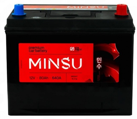MINSU Asia 80D26L (80 А/ч, 640А) Обратная (R+), азиатский корпус D26 для Mazda CX-5 и Toyota RAV4