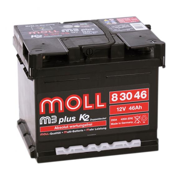 Moll M3+ (46 А/ч, 420А) Обратная (R+), низкий корпус LB1 для Hyundai/Kia