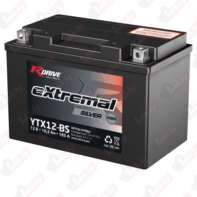 RDrive eXtremal Silver AGM YTX12-BS (10,5 A/h), 185A L+