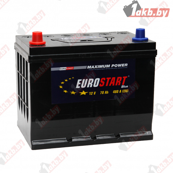 Eurostart Blue Asia (70 А/ч, 500А) L+, JIS 75D26L низкий корпус для Mazda CX-5 и Toyota RAV4 - фото 1