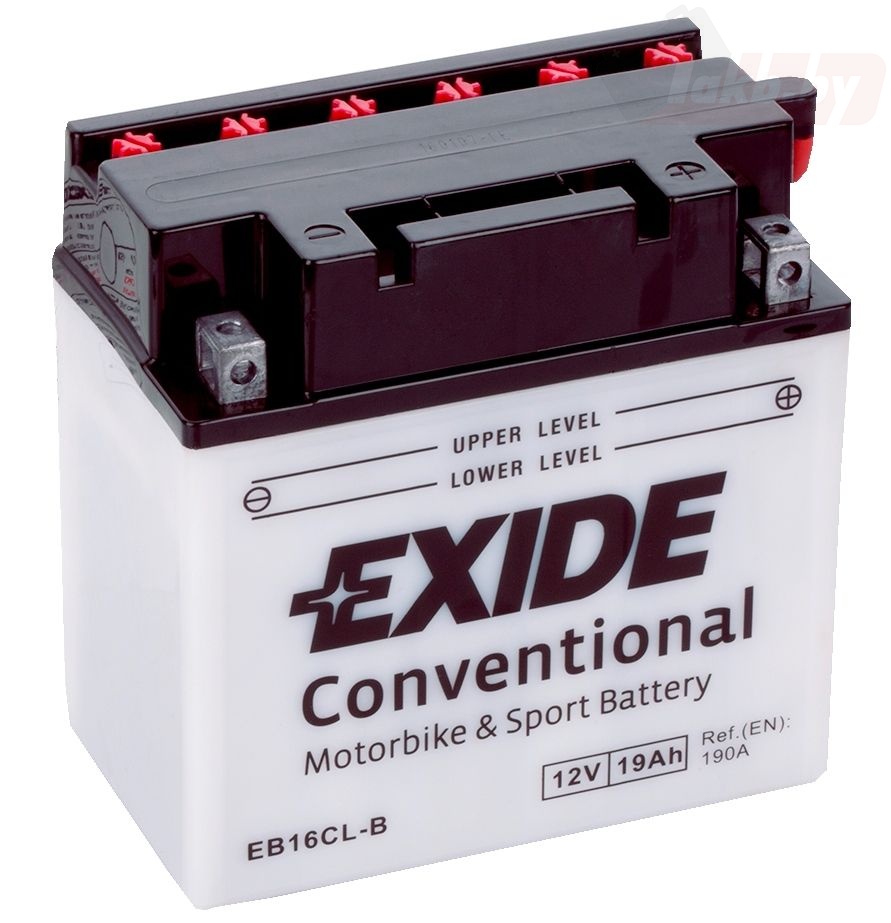 Exide EB16CL-B (19 А/ч, 190А) R+, усиленный пусковой ток, мотоциклы и квадроциклы