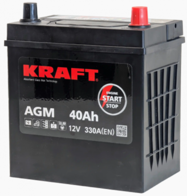 KRAFT AGM Asia (40 A/h), 330A R+