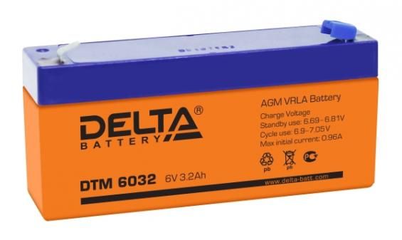 Аккумулятор Delta DTM 6032 (3.2 А/ч) 6V AGM, клеммы F1, для ИБП APC Back-UPS и систем ОПС
