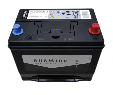 Bushido Asia (75 А/ч, 680А) R+, высокий пусковой ток для Mazda CX-5, Toyota Camry