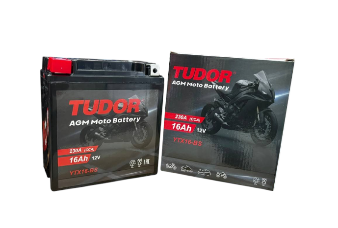 Мотоаккумулятор Tudor YTX16-BS (16 А/ч, 230А) L+, AGM герметичный для BMW K1200, Honda VFR800 - фото 2