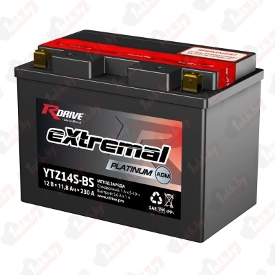 RDrive eXtremal Platinum AGM YTZ14S-BS (11,8 A/h), 230A L+