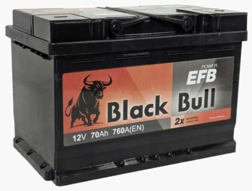 BLACK BULL EFB (70 А/ч, 760А) Обратная (R+), высота 190 мм для VW Passat, Skoda Octavia, Audi A4