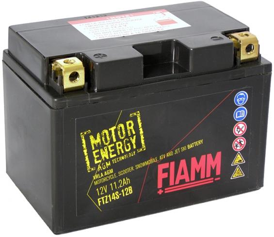 FIAMM FTZ14S-12B AGM (11.2 А/ч, 150А) L+, усиленный пусковой ток для мототехники