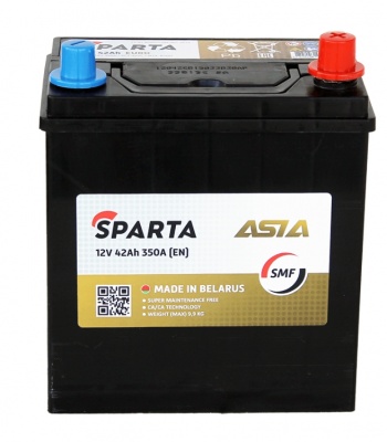 SPARTA Asia (42 А/ч, 350А) Обратная полярность, узкий корпус B19 для Hyundai/Kia