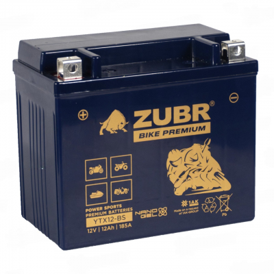 ZUBR AGM YTX12-BS (12 A/h), 185A L+