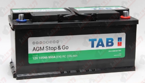TAB EcoDry Stop & Go AGM (105 A/h), 950А R+